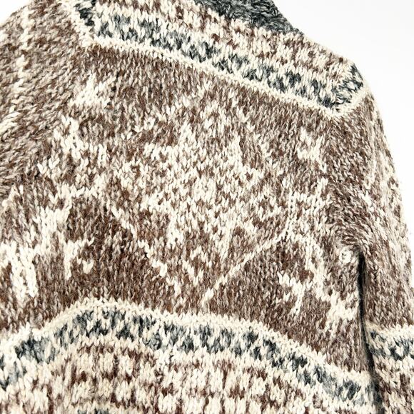 Eddie Bauer Womens Vintage Wool Alpaca Blend Hand Knit Cardigan Sweater Size S/M - Picture 6 of 7